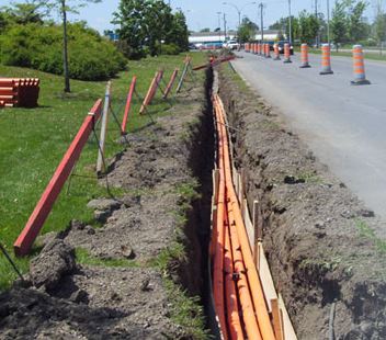 Cable ducts in open trench